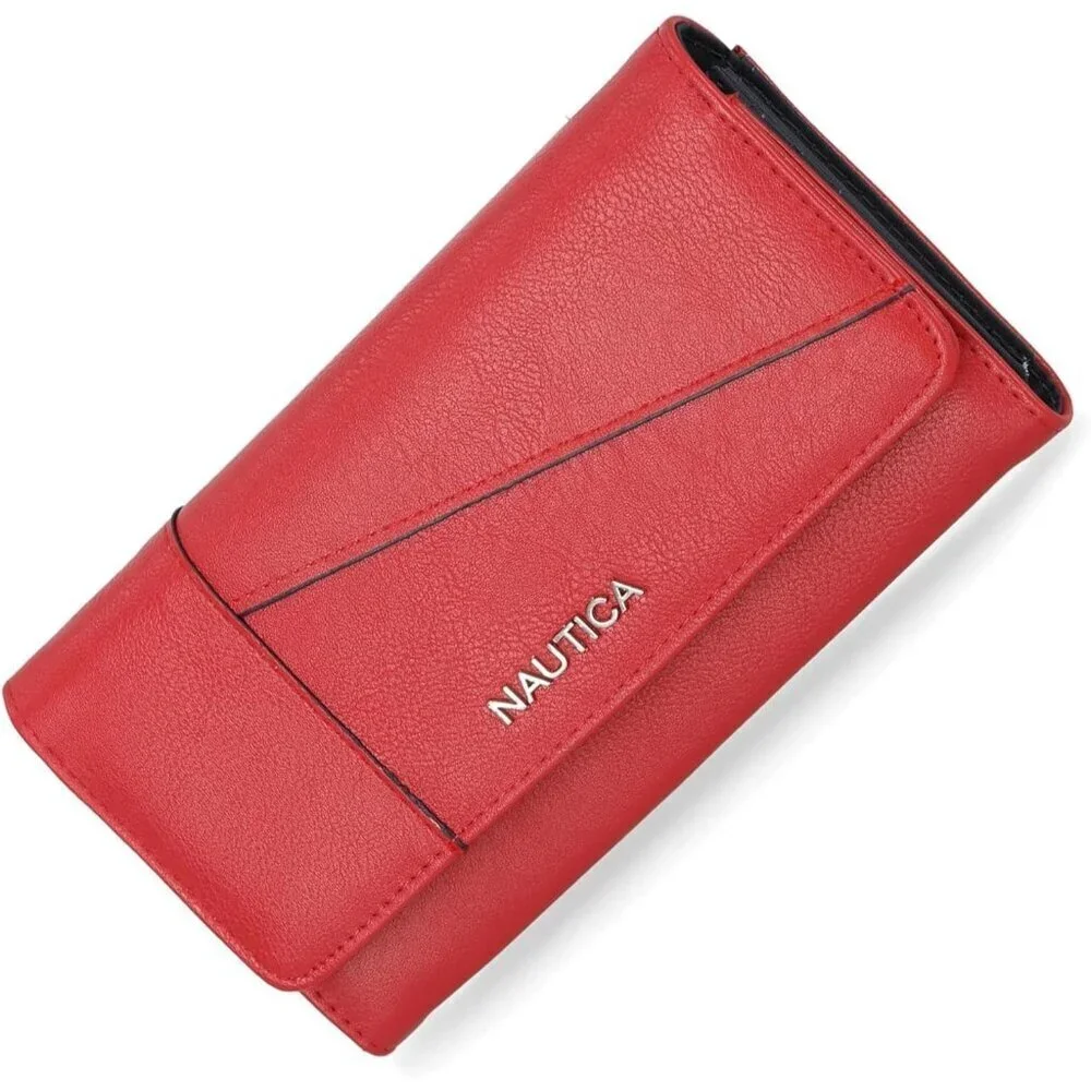 Women's Fuego Red (Buff) Money Manager RFID Slim Wallet Card Holder with Coin
